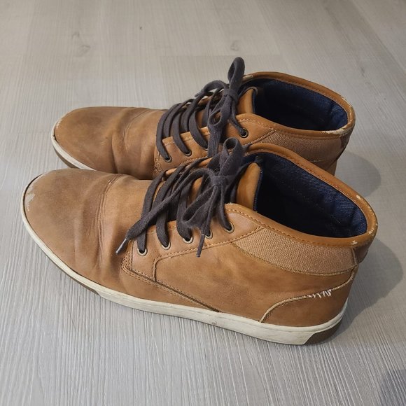 2/$20 Men's Aldo Brown Leather Ankle High Tie Boots Size 10 - Picture 1 of 9